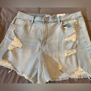 Light denim boyfriend shorts. NWT size 18/36
